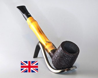 DUNHILL W35 (SHELL) 3 S F/T 12: Nice+/Clean! 1971 English Estate Sandblasted Briar Straight Billiard w/Bamboo Shank Tobacco Pipe