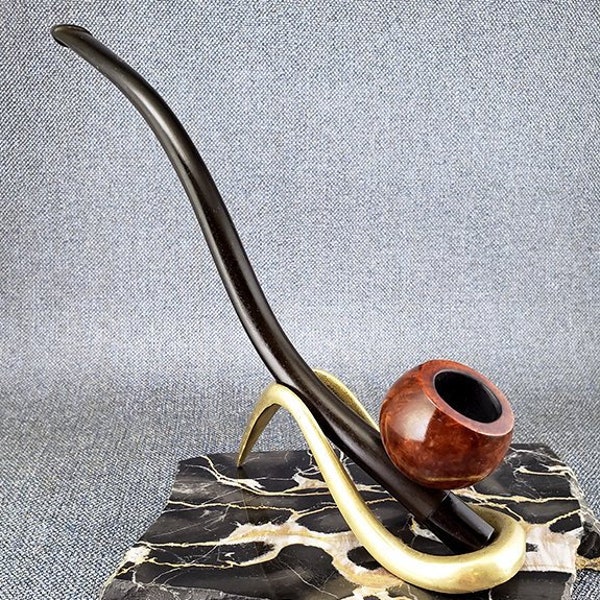 T.V. mis à jour le CAVALIER : RARE comme neuf 30-50 poinçons anglais Long modifié (Prince) Cavalier bruyère/Vulcanite fumant la Pipe