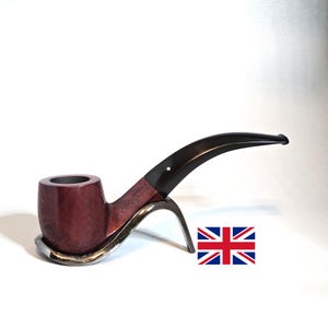 DUNHILL BRUYERE 41051: Nice+/Clean! 1978/79 English Vintage Estate Smooth Birds-Eye Briar Grp. 4 Bent Pot w/Diamond Shank Tobacco Pipe