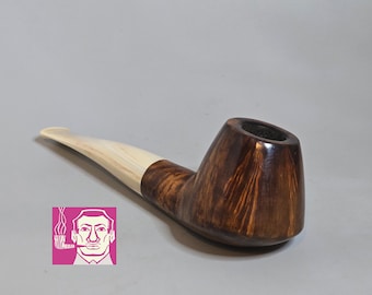 BR (Tallador desconocido): ¡Bonita/Limpia! Pipa de tabaco Volcano grande, ligeramente curvada, de madera de brezo de grano recto, de origen desconocido, principios de la década de 2000, de finca de un país desconocido.