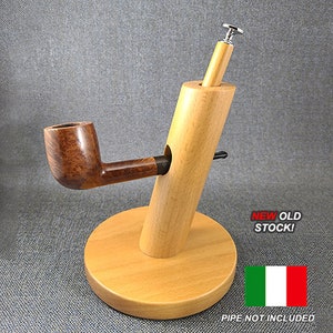 CRISTOM, Inc. 1 PIPE Stand w/Tamper: New Old Stock!  Made in Italy Hand Crafted Solid Beechwood Pipe Tower w/Tamper for Pipe Smokers