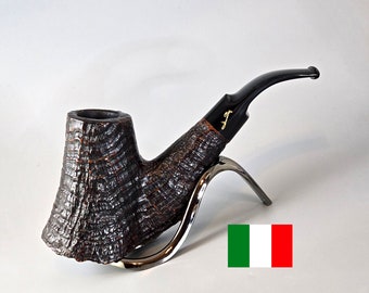 SAVINELLI AUTOGRAPH 5 6MM Filter: Nice+/Clean! 80s-90s Italian Vintage Estate Black Sandblasted Briar Lg. Volcano Bowl Freehand Tobacco Pipe