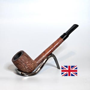 BBB (Best British Briar) BURGUNDY 504: Nice/Clean! 80&#39;s-90&#39;s English Vintage Estate Sandblasted Briar Oval Shank Canadian Tobacco Pipe