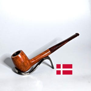 BORGE MORTENSEN: Nice+/Clean! 1990&#39;s Danish Estate Vintage Estate Birds-Eye Briar Straight &quot;Sitter&quot; Billiard w/Cumberland Stem Tobacco Pipe