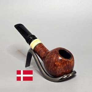 BENNY THOMSEN: Like New/Clean! 2012 Danish Vintage Estate Hand Made Straight Grain Briar Straight Rhodesian w/Acrylic Band Tobacco Pipe