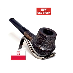 Fabriqué à la main par T. POLINSKI : non fumé/NOS ! Pipe de billard droite polonaise vintage en bruyère noire rustique du début des années 2000 / Pipe à tabac « Sitter » à main levée
