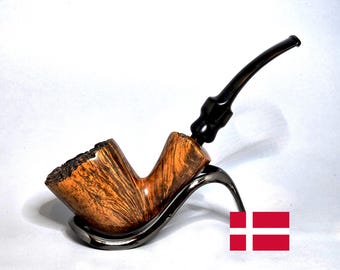 KARL ERIK 2SM Hand Made: Nice/Clean! 1970's Danish Vintage Estate Straight Grain Briar Small Freehand w/Burl Bowl Top Tobacco  Smoking Pipe