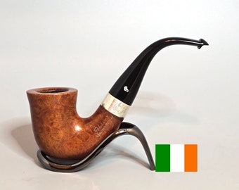 PETERSON'S SHERLOCK HOLMES Original: Schön/sauber! 1987 Rep. of Ireland Vintage Estate Bent Calabash mit silbernem Band P-Lip Stem Tabakpfeife