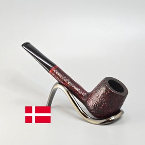 HOFFMANN (JOHANNES): Nice+/Clean! 80&#39;s-90&#39;s&#39;s Danish Vintage Estate Dark Sandblasted Burgundy-Brown Oval Shank Straight Pot Tobacco Pipe