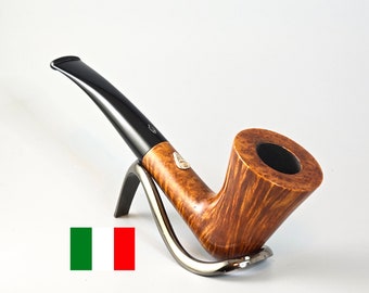 SAVINELLI LEONARDO AA 6mm Filter: Like New! 2016 Italian Vintage Estate Str. Grain Briar Str. Billiard w/Acrylic Accents/Stem Tobacco Pipe