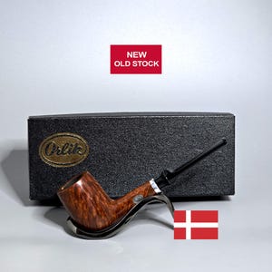 ORLIK NR 01 01 03 (Stanwell): Unsmoked/In Box! 80&#39;s-90&#39;s Danish Vintage Estate Str. Grain Briar Str. Billiard w/Silver Mount Tobacco Pipe