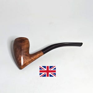 BBB (Best British Briar) 2 Stars J24: Nice/Clean! 30&#39;s-50&#39;s English Vintage Estate Smooth Cross Grain Briar Bent Tall Acorn Tobacco Pipe