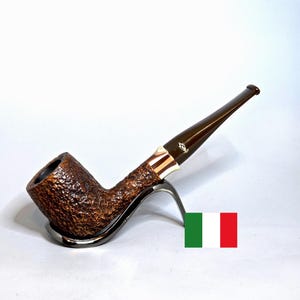 SAVINELLI CARAMELLA 111 KS Filtro de 6 mm: ¡En buen estado! Pipa de tabaco grande recta de brezo rústico italiano de la década de 2000 con montura acrílica.