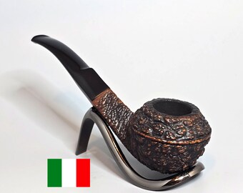 SAVINELLI CAPRI Root Briar 624: Schön/sauber (Ersatzstamm)! 70er-80er Jahre italienische Vintage Estate Rusticated Bent Bulldog Tabakpfeife