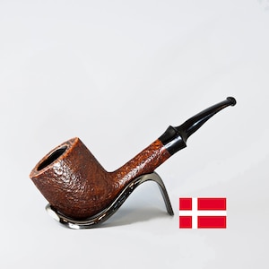 SANTANA (by Stanwell): Very Nice Condition! 70&#39;s-90&#39;s Danish Vintage Estate Dark Sandblasted Slightly Bent Oval Bowl Billiard Tobacco Pipe