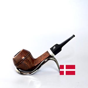 REFBJERG HANDICRAFT: Nice/Clean! 90&#39;s-2000s Danish Vintage Estate Handmade Str. Grain Briar Straight Bulldog w/925 Silver Band Tobacco Pipe