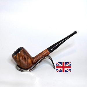 COMOY&#39;S SATINA 186: Nice/Clean! 60&#39;s-70&#39;s English Vintage Estate Smooth Briar Straight Billiard w/3-Part C W/Burl Bowl Top Tobacco Pipe