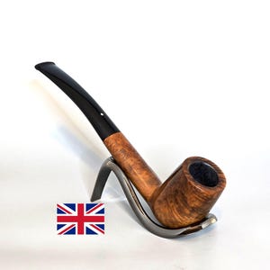 DUNHILL ROOT BRIAR 34034: Nice/Clean! 1979 English Vintage Estate  Smooth Birds-Eye/Cross Briar Bent Oval Shank Billiard Tobacco Pipe