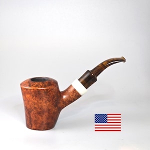 ANDERSON BRIAR PIPES: Nice+/Clean! 2010&#39;s American Estate Birds-Eye Grain Briar Hand Made Lg. Sitter Poker w/Acrylic Stem Tobacco Pipe