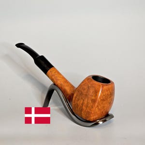 H (Heinrich Leopold Jensen): Nice/Clean! 90&#39;s-2000&#39;s Danish Vintage Estate Smooth Straight Grain Briar Bent Panel/Squared Apple Tobacco Pipe