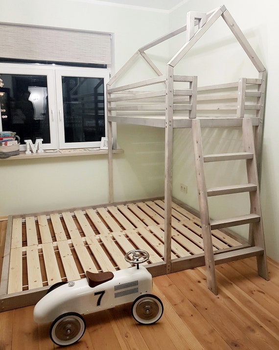 Triple Twin Bunk loft bed with bars Etsy