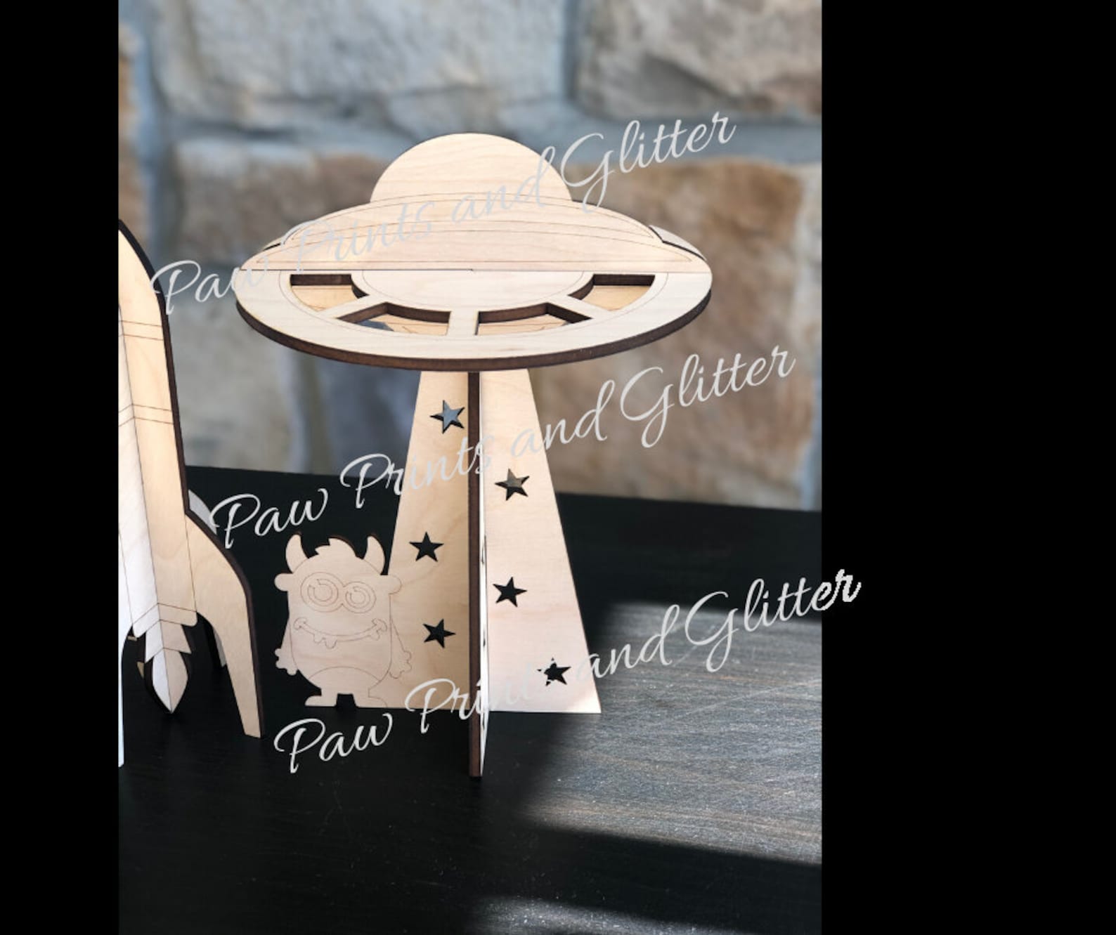 Download 3D Rocket and Alien Ship Set SVG Laser Cut Glowforge Files | Etsy