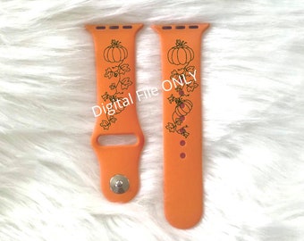 Hand Drawn Pumpkin Vine Fall SVG Watchband File Scored Watch Band Thin Pumpkin Watch Pattern