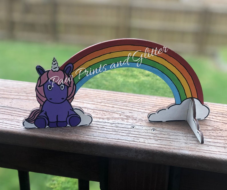 Download 3D Unicorn with Rainbow Set SVG Laser Cut Glowforge Files ...