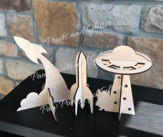 Download 3d Rocket And Alien Ship Set Svg Laser Cut Glowforge Files Etsy