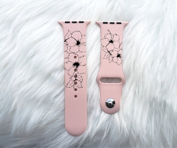 Hand-Drawn Hibiscus Hawaiian Flower Watchband File SVG Watch Band Floral Watch Pattern