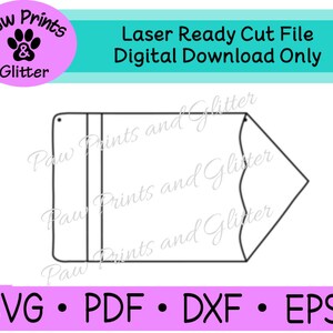 K&ouml;nnte beinhalten: Ein Schwarzwei&szlig;-Linienkunstdesign eines Bleistifts, geeignet f&uuml;r den Laserschnitt. Das Design ist mit "SVG, PDF, DXF, EPS" und "Laser Ready Cut File, Digital Download Only" beschriftet.