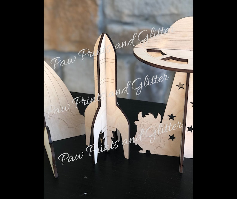 Download 3D Rocket and Alien Ship Set SVG Laser Cut Glowforge Files ...