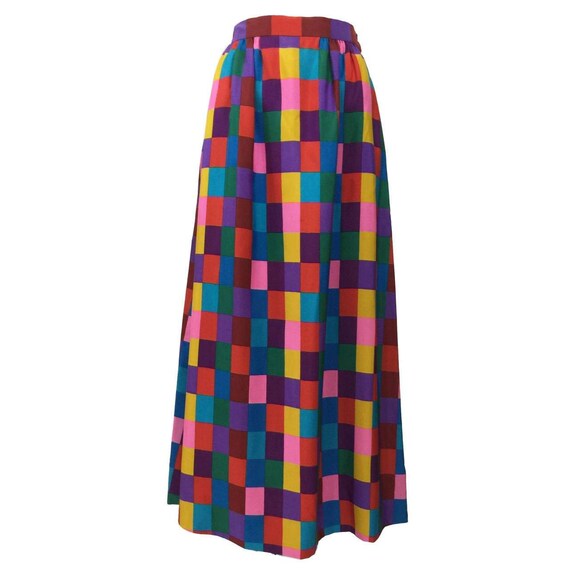 1970s Valentino Silk Multicolored ColorBlock Maxi