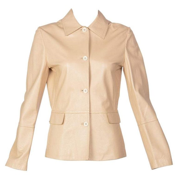 1990s Marella Tan Leather Jacket