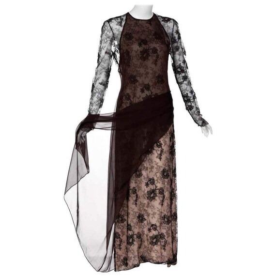 Carolina Herrera Black embroidered Lace Silk Silk