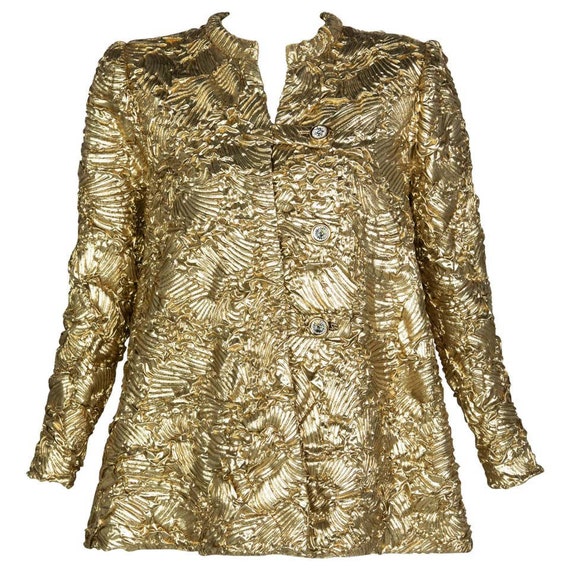 Pauline Trigère Gold Jewel Buttons Evening Jacket