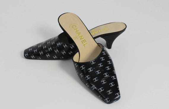 chanel black mules