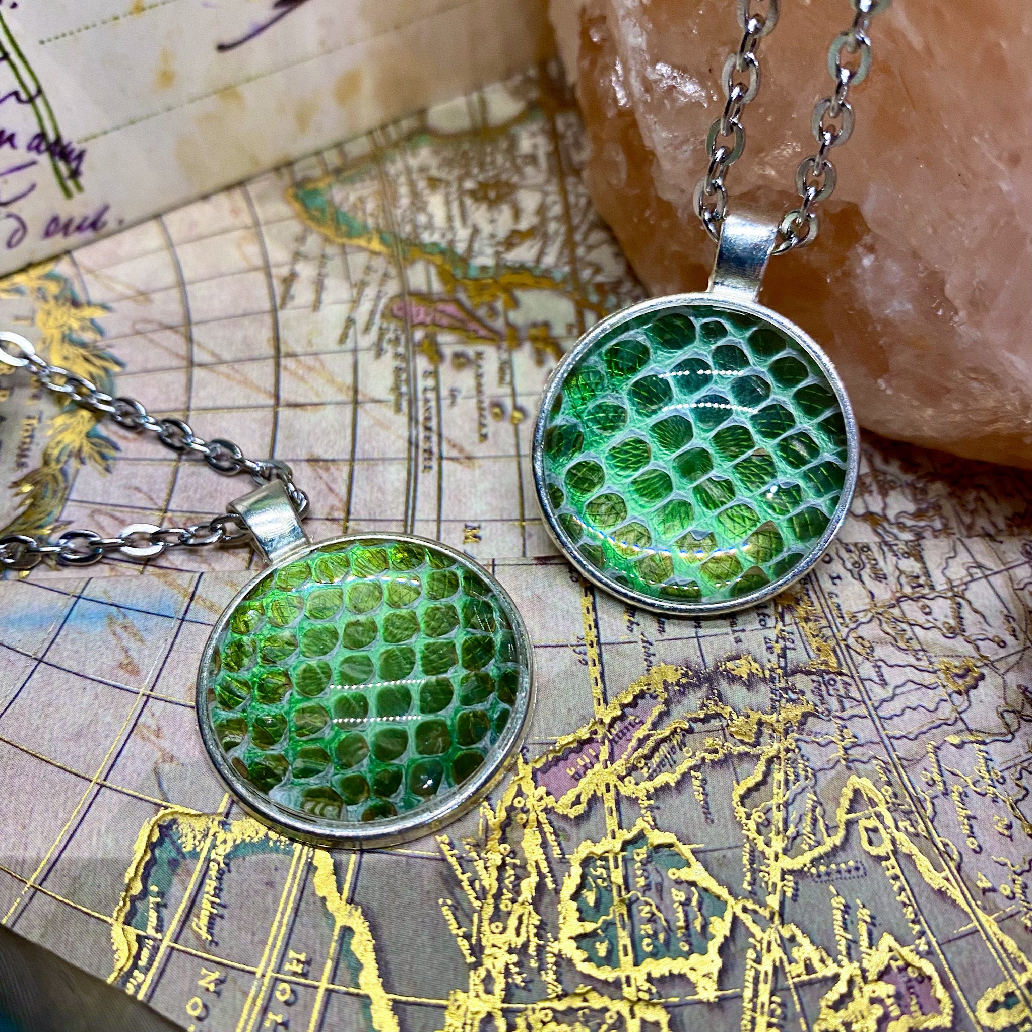Green Dragon Scale Pendant Necklace - Etsy