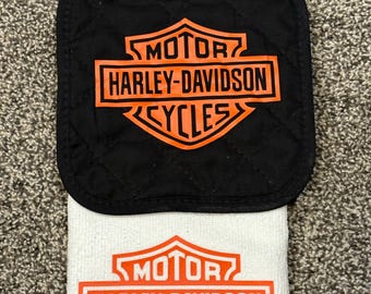 Harley Davidson Motorrad Küchenhandtuch & Hot Pad Set