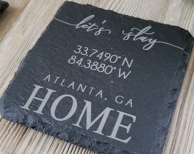 Slate Coasters | Closing Gift Idea | Housewarming Gift | Closing Gift | New Home Gift | Custom Home Gift | Personalized Gift | Set of 4