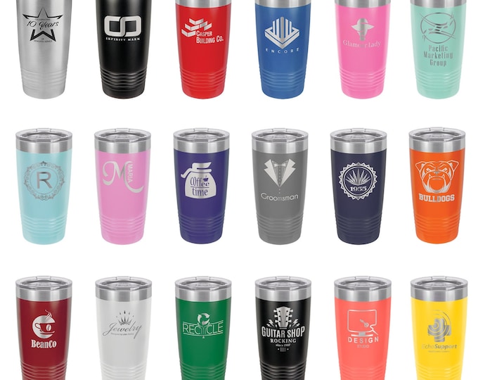 Personalized 20oz Tumbler, ADD YOUR LOGO, Powder Coated, Laser Engraved Cup, Corporate Gift, Branded, Wholesale Tumblers, Bulk Tumblers