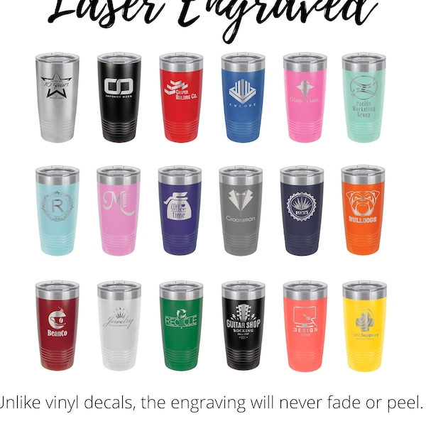 Personalized 20oz Tumbler, ADD YOUR LOGO, Powder Coated, Laser Engraved Cup, Corporate Gift, Branded, Wholesale Tumblers, Bulk Tumblers