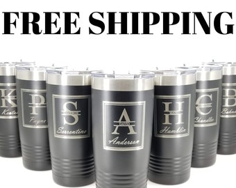 Personlized 20oz Tumbler | Powder Coated Tumbler | Engraved Cup | Custom Insulated Stianless Steel | Bridesmaid Groomsmen FREE TUMBLER