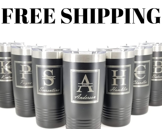Personlized 20oz Tumbler | Powder Coated Tumbler | Engraved Cup | Custom Insulated Stianless Steel | Bridesmaid Groomsmen FREE TUMBLER