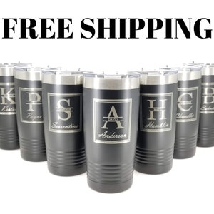 Personlized 20oz Tumbler | Powder Coated Tumbler | Engraved Cup | Custom Insulated Stianless Steel | Bridesmaid Groomsmen FREE TUMBLER