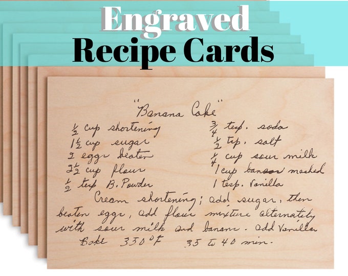 Engraved Recipe | Grandma's Handwritten Recipe |Wooden Recipe Cards | Family Gift | Gift for Mom | Christmas Gift | Family Recipe Gift