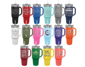 Spersonalizowany kubek podróżny o pojemności 40 uncji: kubek ze stali nierdzewnej z grawerunkiem laserowym, z pokrywką i słomką, hurtowy, spersonalizowany kubek