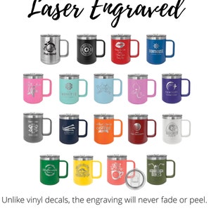 Personalized 15oz Coffee Cup, ADD YOUR LOGO, Laser Engraved Mug, Corporate Gift, Branded, Wholesale Tumblers, Bulk Tumblers, Powder Coated