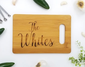 Personalized Bamboo Cutting Board | Family Name, Housewarming Gift