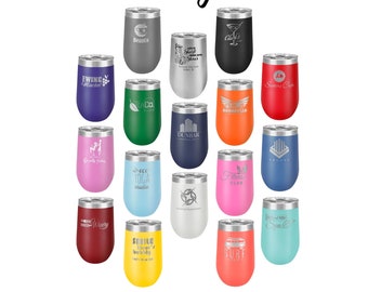 Personalized Stemless Wine Glass: Engraved Logo, Corporate Gift